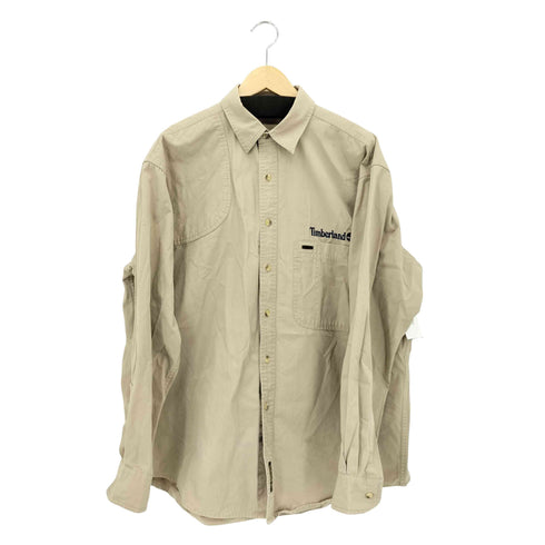 ティンバーランド Timberland 90s 香港製 ロゴ刺繍 ロングスリーブ コットンシャツ メンズ M