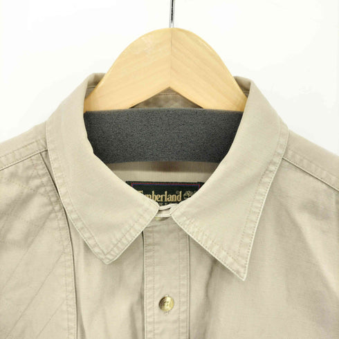 ティンバーランド Timberland 90s 香港製 ロゴ刺繍 ロングスリーブ コットンシャツ メンズ M
