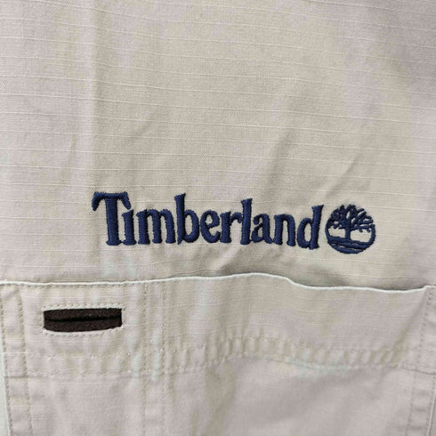 ティンバーランド Timberland 90s 香港製 ロゴ刺繍 ロングスリーブ コットンシャツ メンズ M