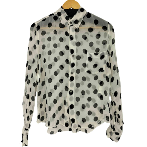 ローブドシャンブルコムデギャルソン robe de chambre COMME des GARCONS ドット パッチポケット ボタンダウン シアーシャツ レディース