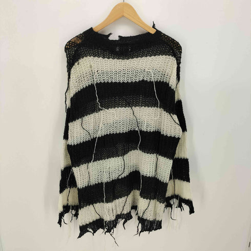 KZOOM MADE ダメージ加工 ストライプ ニット Y2K メンズ import:XL
