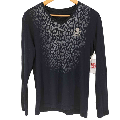 ロエン Roen スカル レオパード プリント L/S Vネック カットソー メンズ