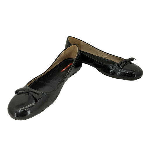 プラダ PRADA PRADA SPORT リボン エナメル バレエシューズ レディース 36