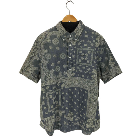 ラルフローレン RALPH LAUREN indigo ペイズリー柄比翼S/S ポロシャツ メンズ import:XL