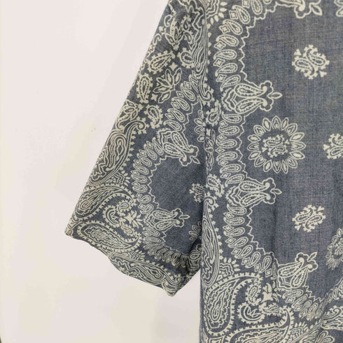 ラルフローレン RALPH LAUREN indigo ペイズリー柄比翼S/S ポロシャツ メンズ import:XL