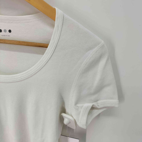 スリードッツ three dots USA製 ラウンドネック リブ Tシャツ レディース