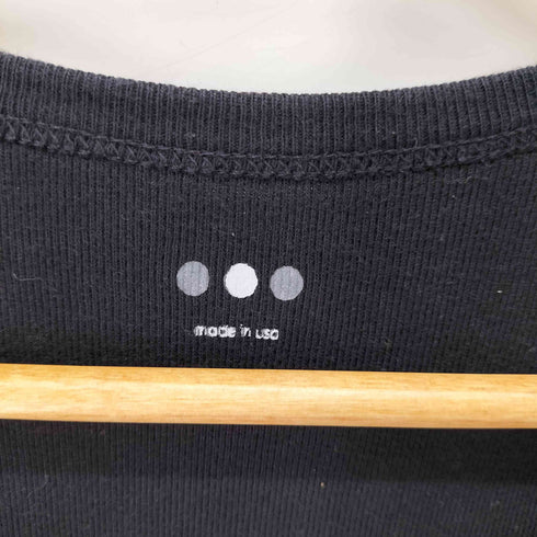 スリードッツ three dots USA製 ラウンドネック リブ Tシャツ レディース