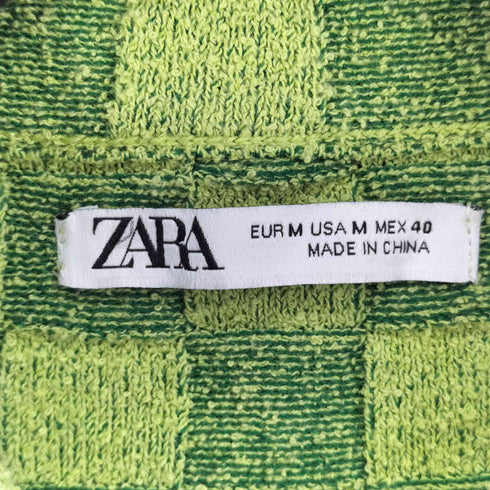 ザラ ZARA チェック柄 パイル地 ポロシャツ メンズ import:M