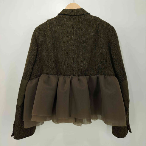 ユウミアリア Yuumi Aria 25SS DEWDROP ツイード フリル 再構築 エルボーパッチ 袖クルミボタン ドッキングジャケット レディース FREE
