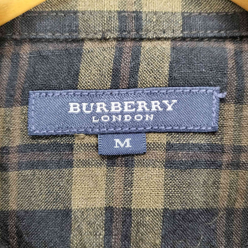 バーバリーロンドン BURBERRY LONDON ホース刺繍 チェック柄 L/S リネンシャツ メンズ import:M