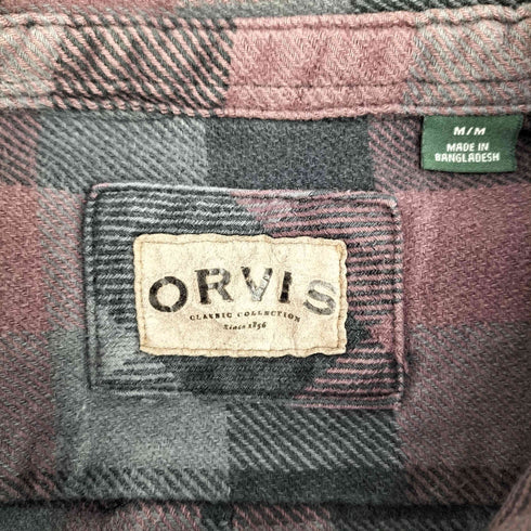 オービス ORVIS 90S ブロックチェック柄 ヘビーネルシャツ メンズ M