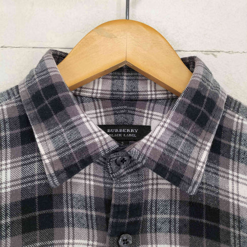 バーバリーブラックレーベル BURBERRY BLACK LABEL ホース刺繍 チェック柄 L/S シャツ メンズ 2