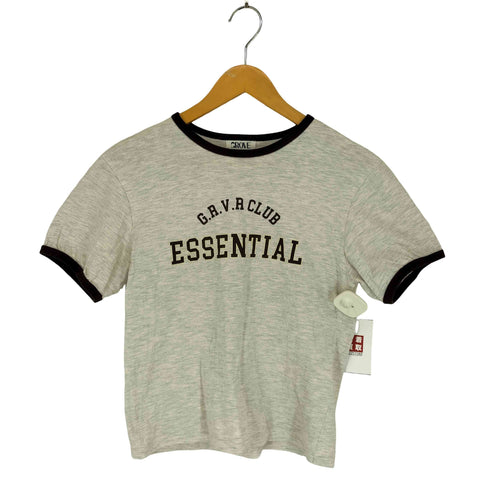 GROVE フロントプリントクルーネックリンガーTシャツ レディース