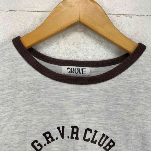 GROVE フロントプリントクルーネックリンガーTシャツ レディース