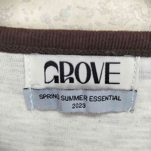 GROVE フロントプリントクルーネックリンガーTシャツ import レディース