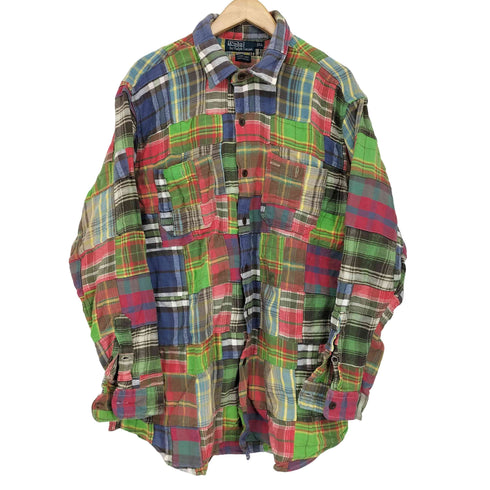 ポロバイラルフローレン Polo by RALPH LAUREN SPORT CODY パッチワークチェック柄ボタンダウンシャツ メンズ LL