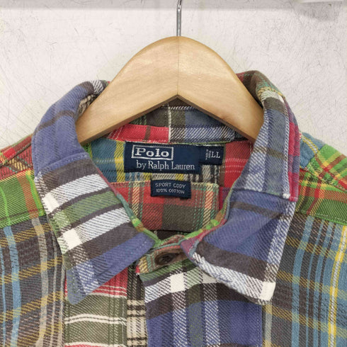 ポロバイラルフローレン Polo by RALPH LAUREN SPORT CODY パッチワークチェック柄ボタンダウンシャツ メンズ LL