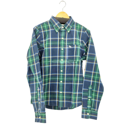 アバクロンビーアンドフィッチ Abercrombie & Fitch MUSCLE チェック ボタンダウン ロングスリーブシャツ メンズ M