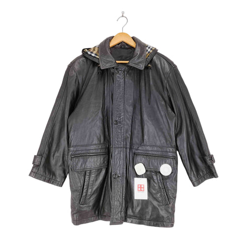 lamb leather 裏地ノバチェックカーコート メンズ S
