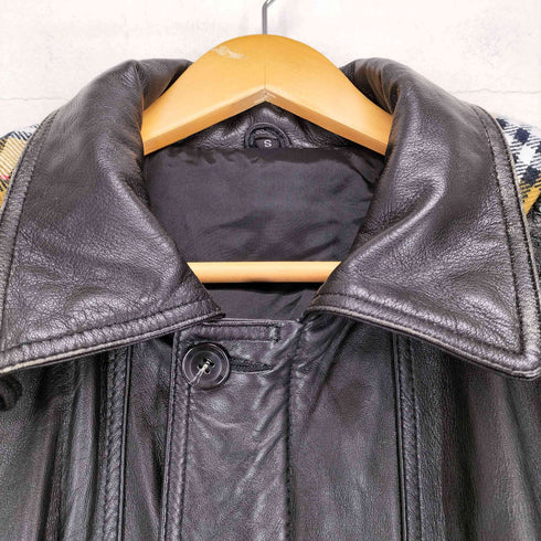 lamb leather 裏地ノバチェックカーコート メンズ S