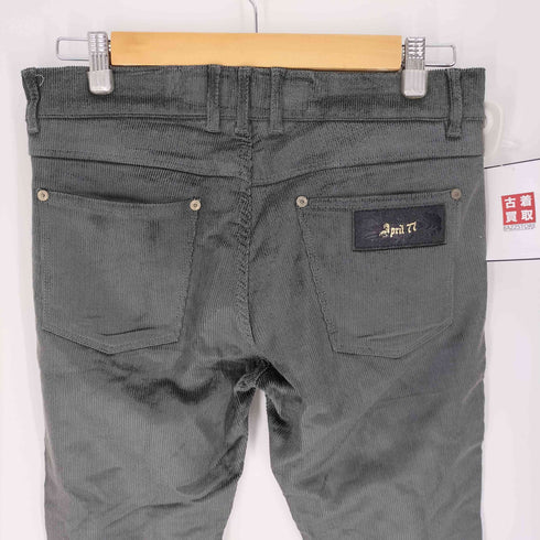 エイプリルセブンティセブン April77 モロッコ製 ロゴパッチ コーデュロイ 太畝 光沢 スキニー パンツ Y2K メンズ 29