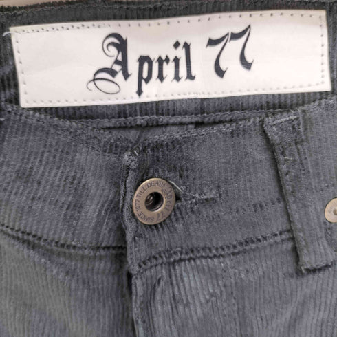 エイプリルセブンティセブン April77 モロッコ製 ロゴパッチ コーデュロイ 太畝 光沢 スキニー パンツ Y2K メンズ 29