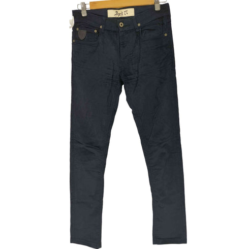 エイプリルセブンティセブン April77 モロッコ製 ロゴパッチ コーデュロイ 太畝 光沢 スキニー パンツ Y2K メンズ 29