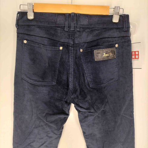 エイプリルセブンティセブン April77 モロッコ製 ロゴパッチ コーデュロイ 太畝 光沢 スキニー パンツ Y2K メンズ 29