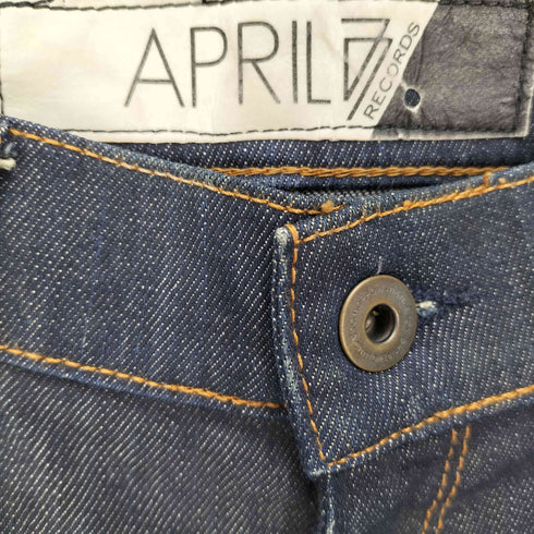 エイプリルセブンティセブン April77 チュニジア製 ロゴパッチ コーデュロイ 濃紺 インディゴ スキニーデニムパンツ メンズ 29/30
