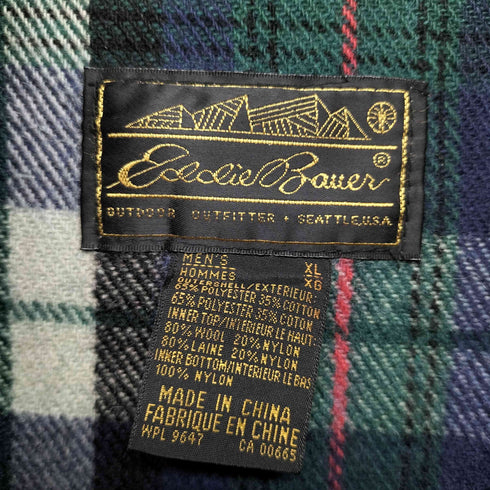 エディーバウアー Eddie Bauer 80-90s 黒タグ スタンドカラー 裏地チェック ジップアップジャケット メンズ import:XL