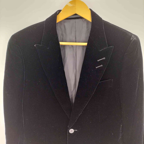 ポールスミスロンドン Paul Smith LONDON 日本製 ピークドラペル シングルブレスト 2B ベロア ベルベット テーラードジャケット パイピング アンコンジャケット 裏地総柄 メンズ チェスト 90cm ウエスト76cm 身長170cm