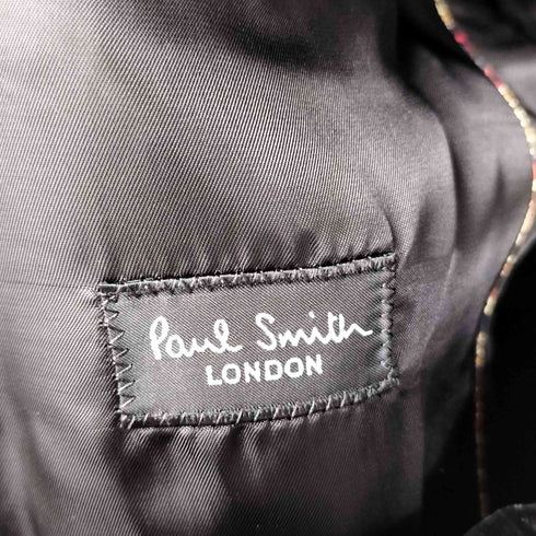 ポールスミスロンドン Paul Smith LONDON 日本製 ピークドラペル シングルブレスト 2B ベロア ベルベット テーラードジャケット パイピング アンコンジャケット 裏地総柄 メンズ チェスト 90cm ウエスト76cm 身長170cm