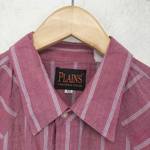 プレインズ PLAINS 60-70s 襟芯 ダブルポケット スナップボタン シャツ メンズ import:XL