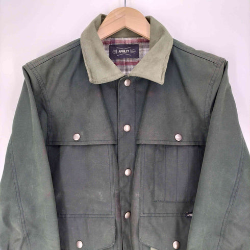 エイプリルセブンティセブン April77 ローマニア製 オイルド 裏地チェック ワークジャケット メンズ import:S