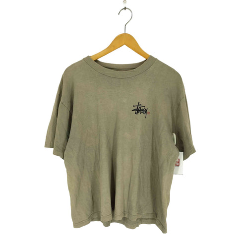 ステューシー Stussy 90-00s USA製 袖裾シングル ショーンフォント 両面プリントクルーネックTシャツ メンズ L