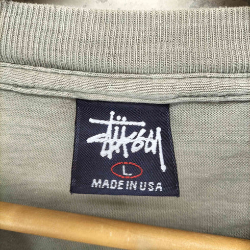 ステューシー Stussy 90-00s USA製 袖裾シングル ショーンフォント 両面プリントクルーネックTシャツ メンズ L