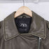 ザラ ZARA フェイクレザー クロップド ライダースジャケット レディース import:L