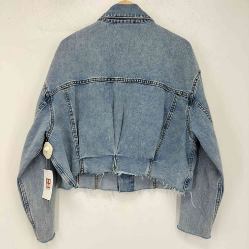 ザラ ZARA クロップド カットオフ デニムジャケット レディース import:L