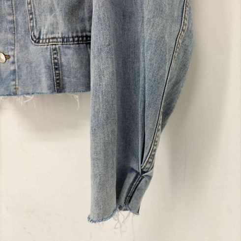 ザラ ZARA クロップド カットオフ デニムジャケット レディース import:L