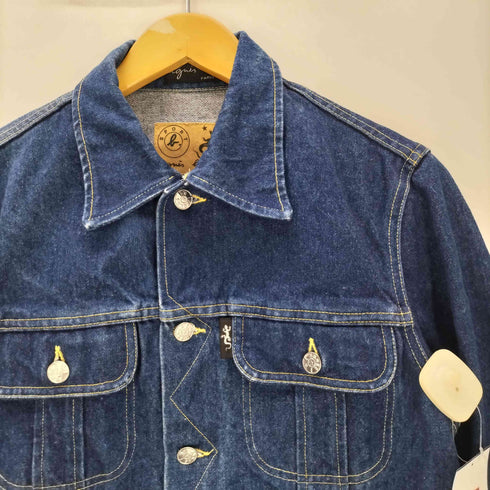 アニエスベー agnes b. PARIS 90S MADE IN FRANCE 旧タグ トカゲ 革パッチ サンライズ期 フランス製 デニム トラッカー ジャケット 濃絹 短丈 archive アーカイブ メンズ 2