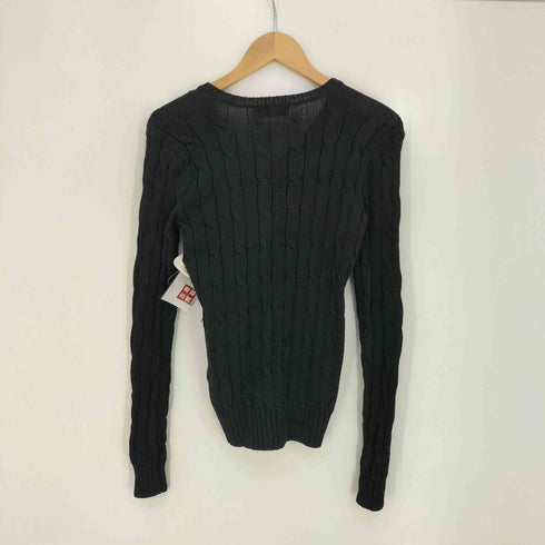 ポロラルフローレン POLO RALPH LAUREN 現行タグ ポニー刺繍 コットン ケーブル編み Vネックニット レディース import:XS