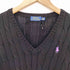 ポロラルフローレン POLO RALPH LAUREN 現行タグ ポニー刺繍 コットン ケーブル編み Vネックニット レディース import:XS