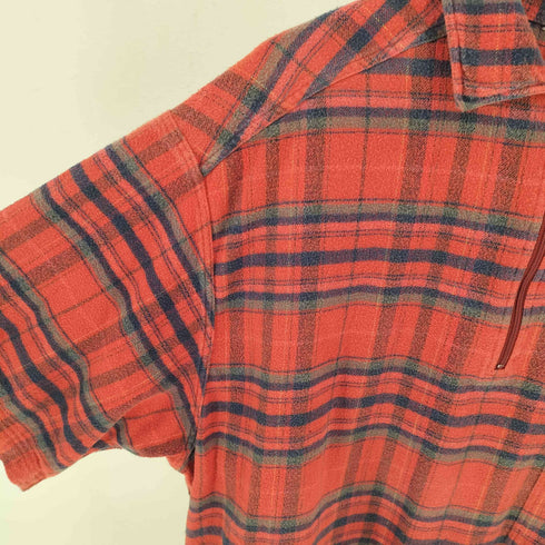 OXBOW フランス製 チェック フランネル ハーフジップ 半袖 トップス メンズ L