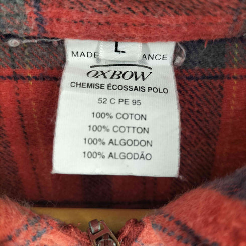 OXBOW フランス製 チェック フランネル ハーフジップ 半袖 トップス メンズ L
