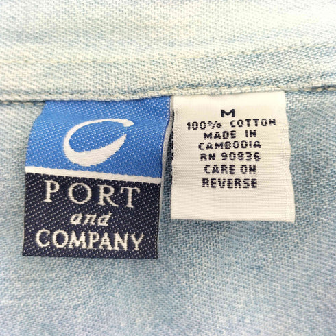 ポートアンドカンパニー PORT and COMPANY アニマルバックプリント ボタンダウン パッチポケット デニムシャツ メンズ import:M