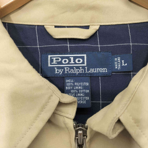 ポロバイラルフローレン Polo by RALPH LAUREN 90s ポニー刺繍 裏地チェック ジップアップ スウィングトップ ブルゾン メンズ import:L