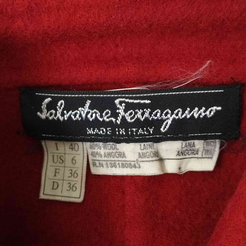 サルヴァトーレフェラガモ Salvatore Ferragamo アンゴラ混 ウールステンカラーコート レディース 40