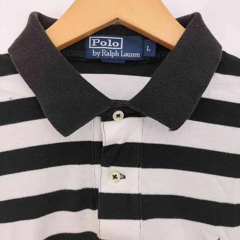 ポロバイラルフローレン Polo by RALPH LAUREN ポニー刺繍 ボーダー コットン 鹿の子 半袖ポロシャツ メンズ import:L