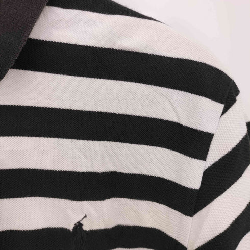 ポロバイラルフローレン Polo by RALPH LAUREN ポニー刺繍 ボーダー コットン 鹿の子 半袖ポロシャツ メンズ import:L