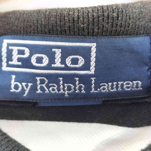 ポロバイラルフローレン Polo by RALPH LAUREN ポニー刺繍 ボーダー コットン 鹿の子 半袖ポロシャツ メンズ import:L